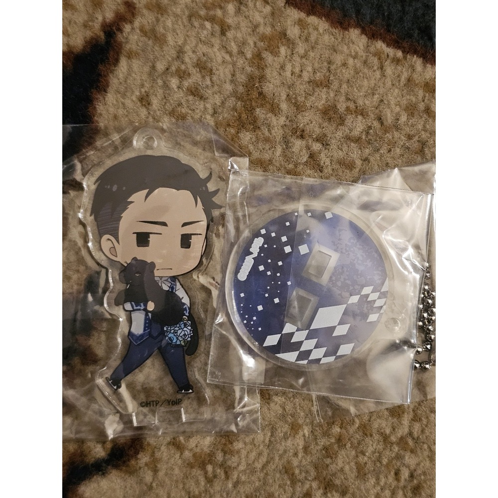 Yuri!!! On ICE Anime Chibi Character Blue Acrylic Plate Keychain Set Banpresto